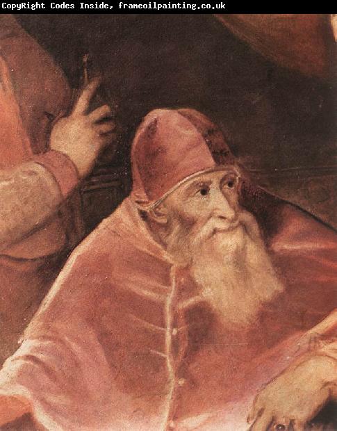 TIZIANO Vecellio Pope Paul III with his Nephews Alessandro and Ottavio Farnese (detail) art